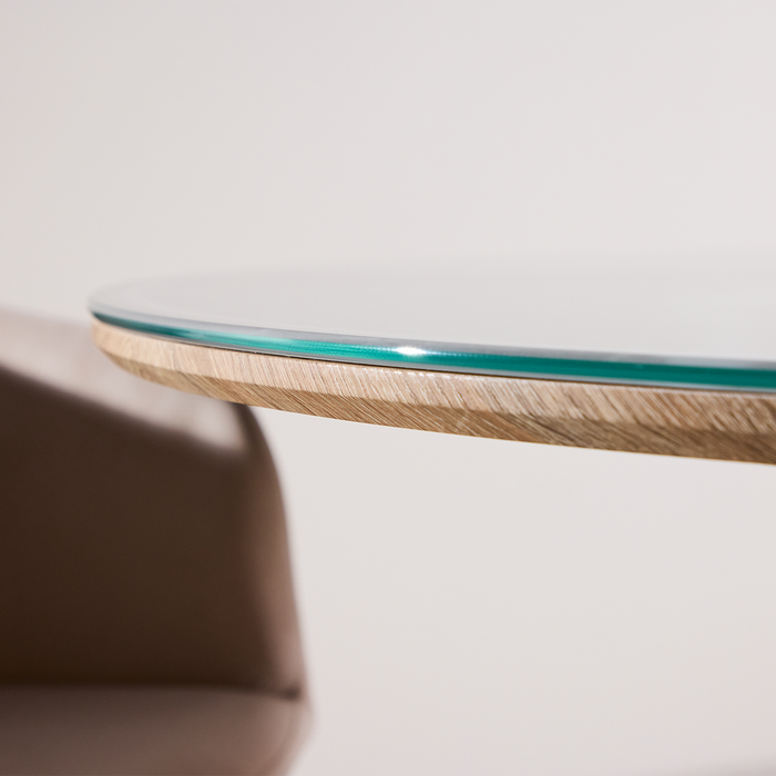 Nest living Maurits Eettafel Met Glazen Tafelblad Bruin - Ø120 cm