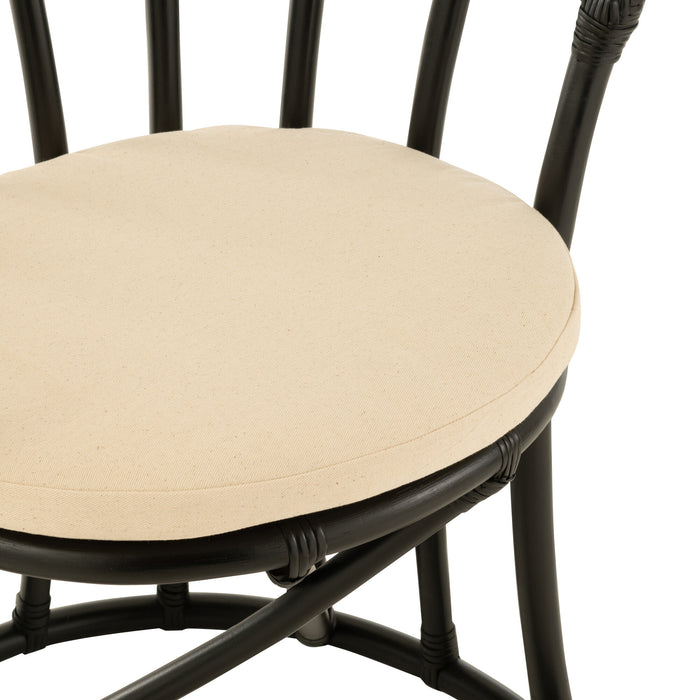J-Line stoel + kussen - jute|textiel - zwart|wit