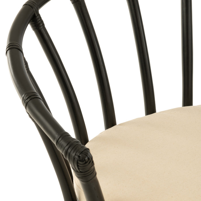 J-Line stoel + kussen - jute|textiel - zwart|wit