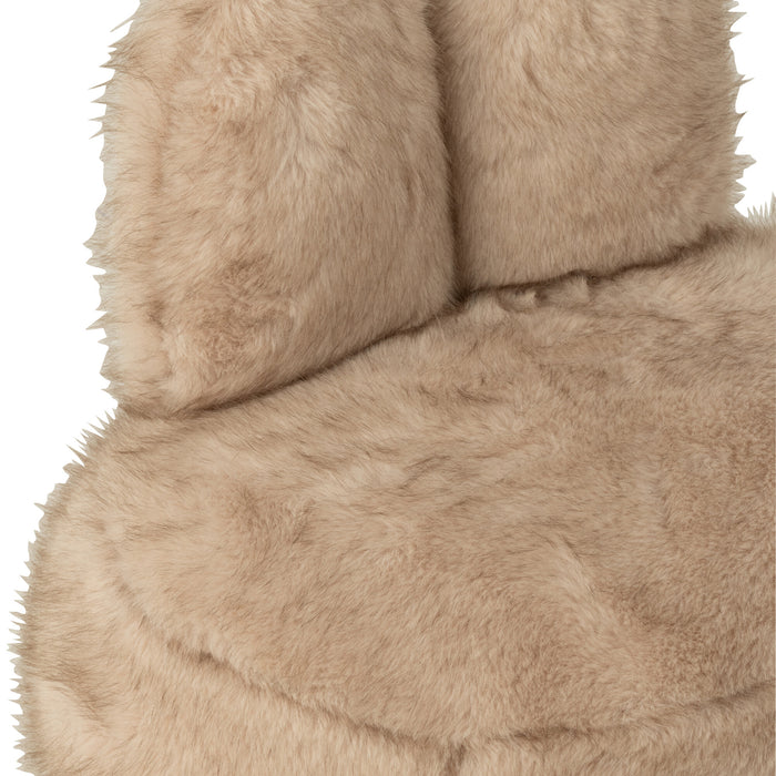 J-Line kruk Fur Bunny - hout - beige
