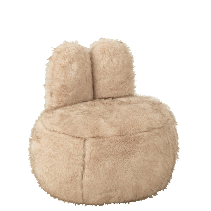 J-Line kruk Fur Bunny - hout - beige