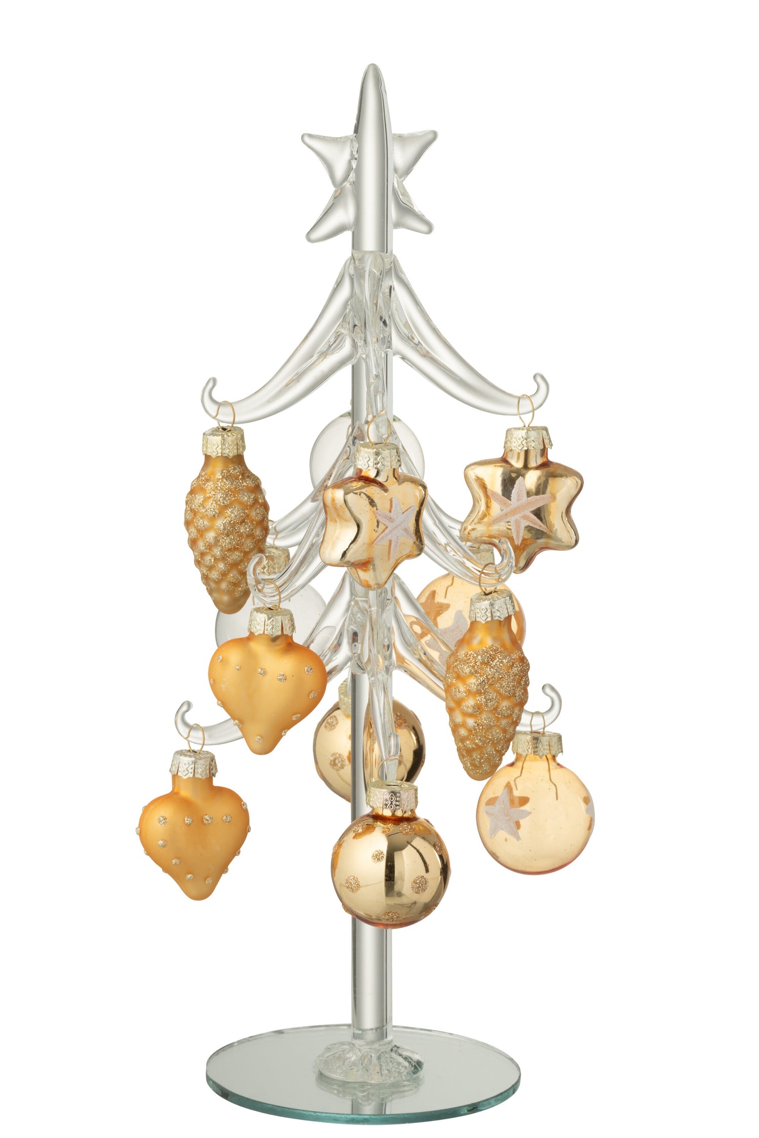J-Line decoratie Kerstboom + Ballen - glas - goud