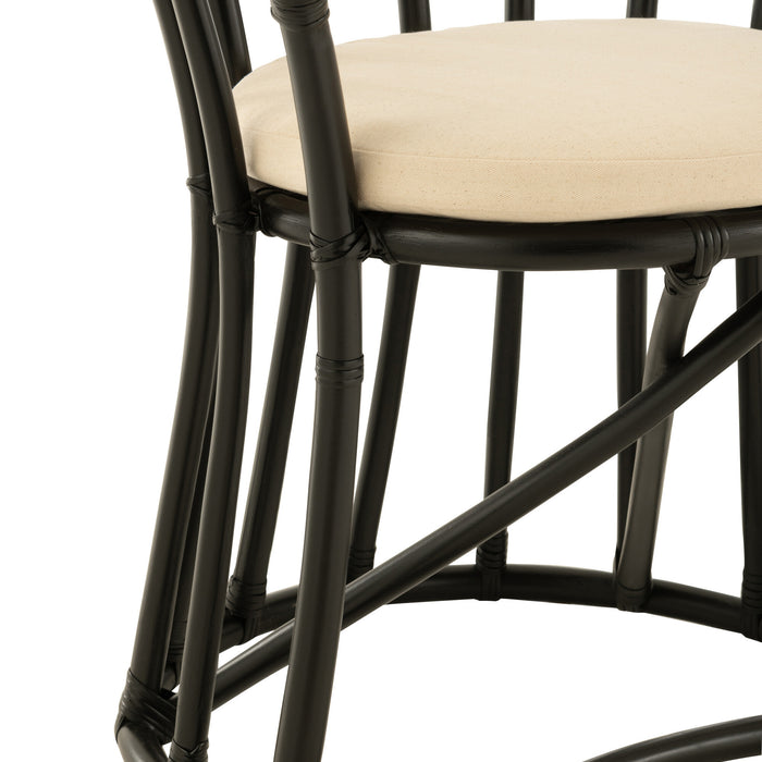 J-Line stoel + kussen - jute|textiel - zwart|wit