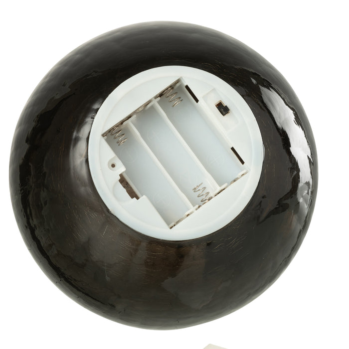 J-Line kerstbal - glas - zwart - small - LED lichtjes