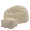icon Kingston Zitzak met Poef - Ribfluweel - Beige