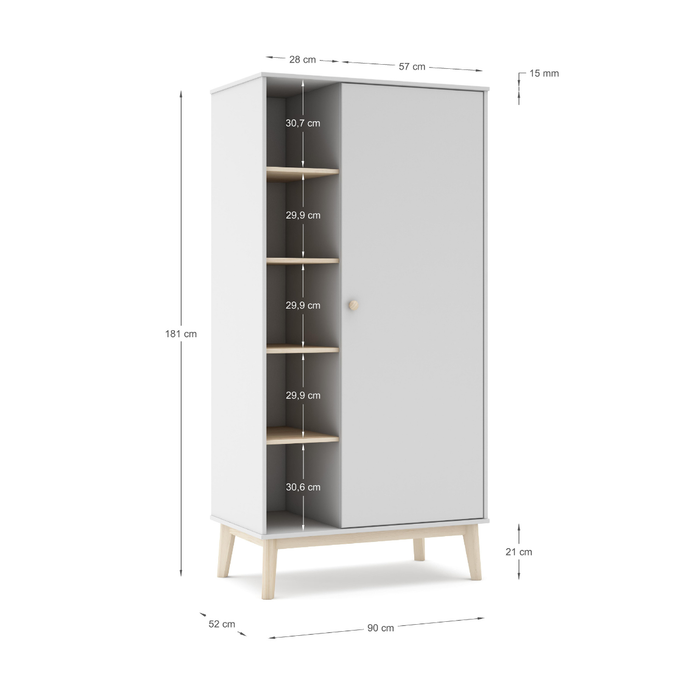 Calicosy - SIMON garderobe - B90 cm - Wit