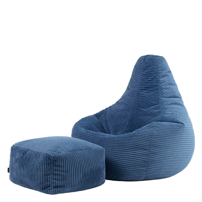 icon Dalton Zitzak met Poef - Ribfluweel - Denimblauw