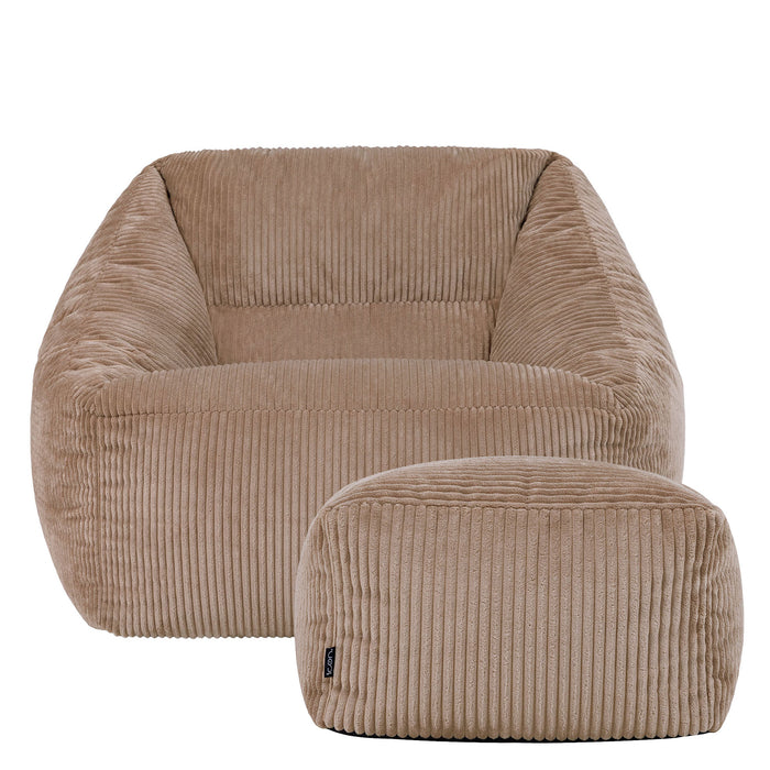 icon Natalia Zitzak Fauteuil met Poef - Ribfluweel - Mocha