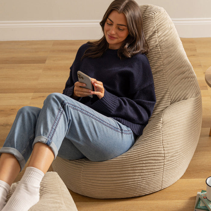 icon Dalton Zitzak met Poef - Ribfluweel - Beige