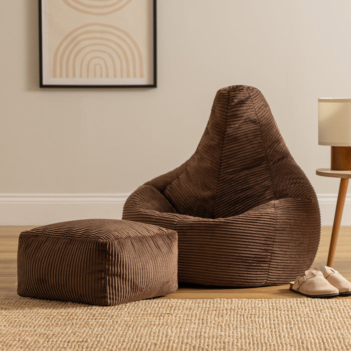 icon Dalton Zitzak met Poef - Ribfluweel - Chocolade