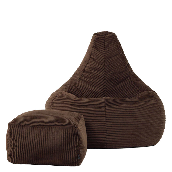 icon Dalton Zitzak met Poef - Ribfluweel - Chocolade