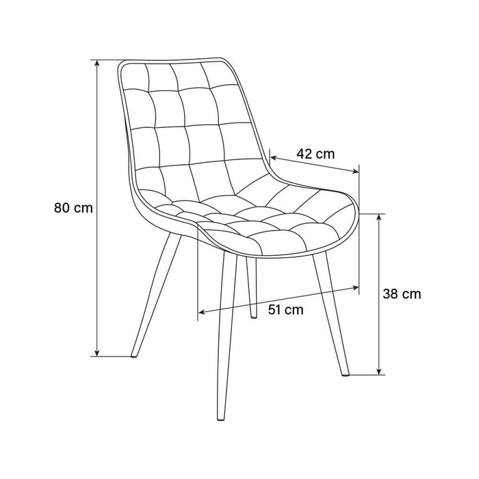 HOME DELUXE Eetkamerstoel – Fluweel – Lichtbruin – Set van 2