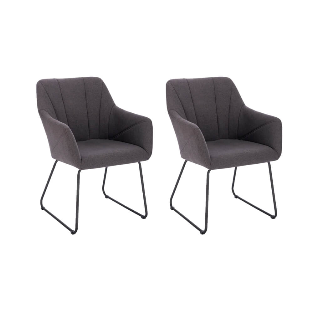 HOME DELUXE Eetkamerstoel – Webstof – Antraciet – Set van 4