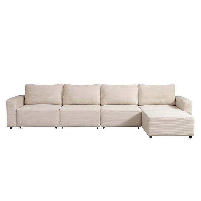 HOME DELUXE Modulaire 4-zits Slaapbank - Ribfluweel - Beige
