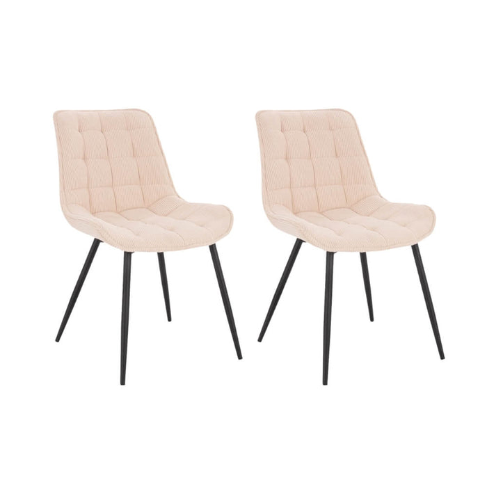 HOME DELUXE Eetkamerstoel – Ribfluweel – Beige – Set van 2