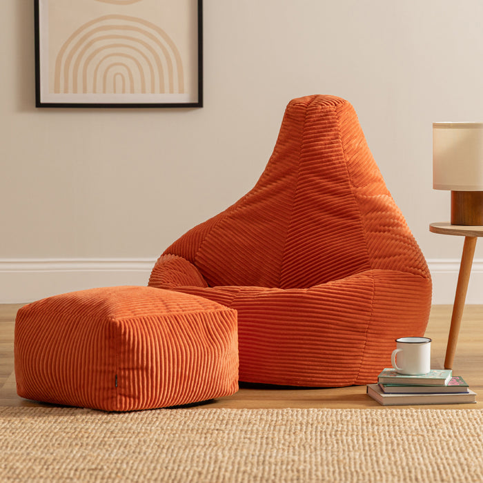 icon Dalton Zitzak met Poef - Ribfluweel - Terra-oranje