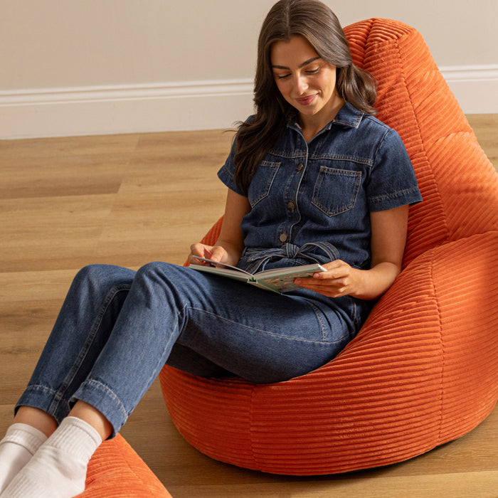 icon Dalton Zitzak met Poef - Ribfluweel - Terra-oranje