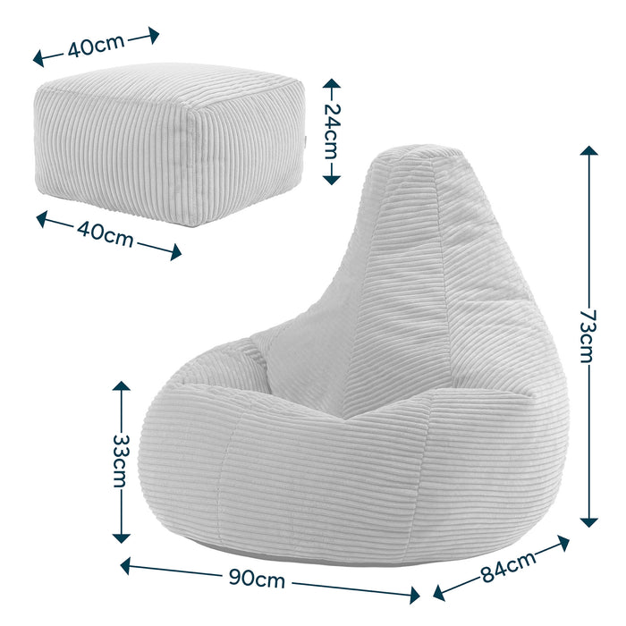 icon Dalton Zitzak met Poef - Ribfluweel - Beige