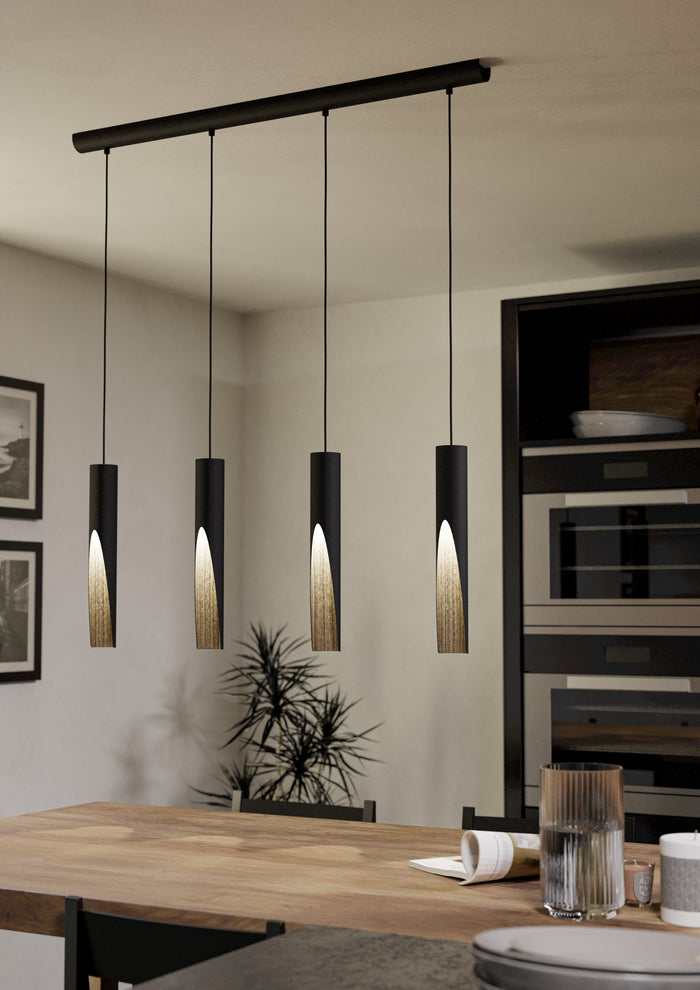 EGLO Barbotto Hanglamp - GU10 - 92,5 cm - Zwart|Bruin - Staal