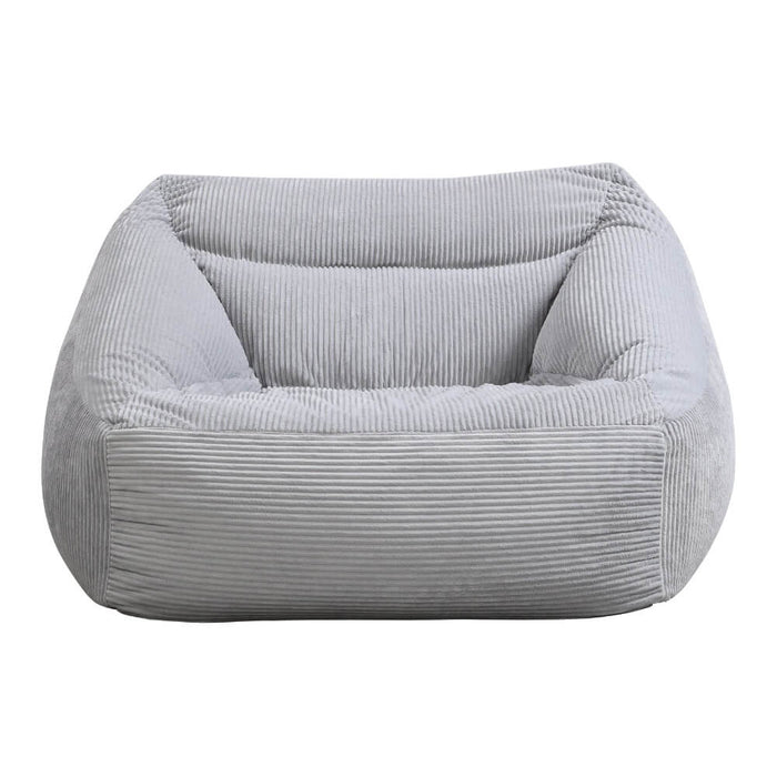HOME DELUXE Zitzak Fauteuil met Poef - Ribfluweel - Lichtgrijs