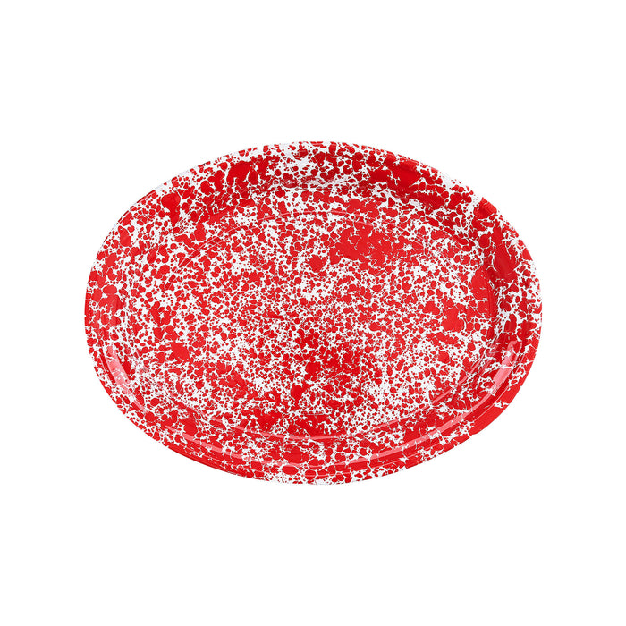 Crow Canyon Home Ovale Schaal Splatter Rood