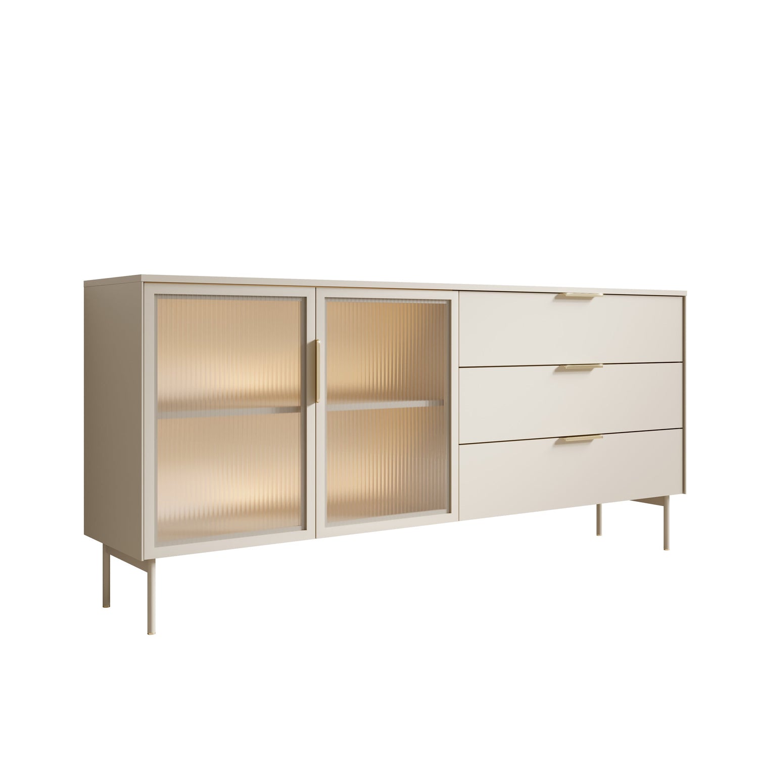 Meubella - Lomo - Dressoir 3 lades - Beige - 181 cm