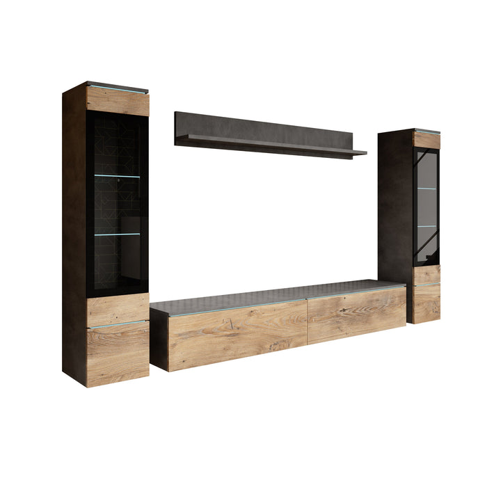 Meubella - Variety - Wandmeubel - Eiken|Grijs - 180x33x32 cm