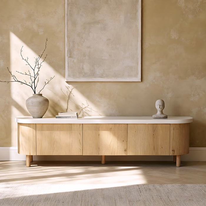 DÉJA Living - Tv-meubel Naturel Hout|Terrazzo - 180x40x35cm - Toledo