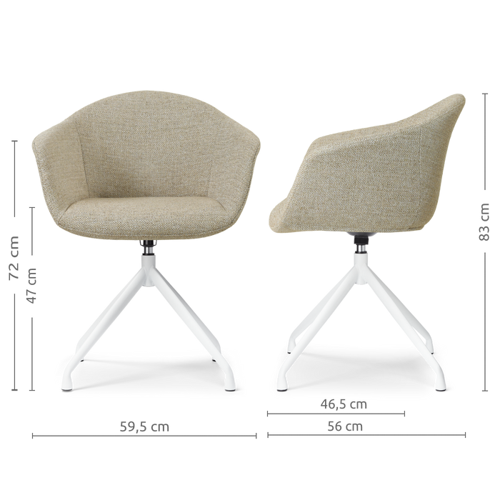 Nolon Nola-Otis draaibare eetkamerstoel taupe melange - wit onderstel