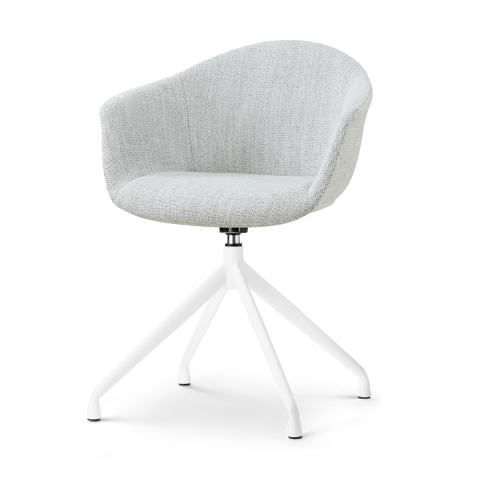 Nolon Nola-Otis Eetkamerstoel Grijs Melange - Draaibaar Wit Onderstel