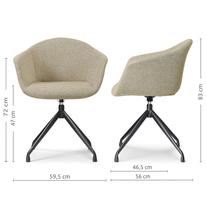 Nolon Nola-Otis Eetkamerstoel Taupe Melange - Draaibaar Zwart