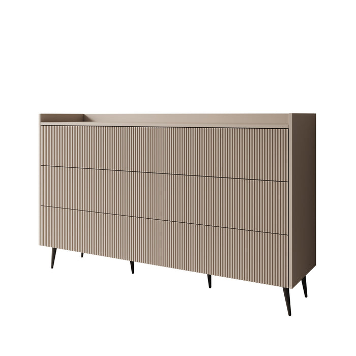 Meubella - Asty - Ladekast met 6 lades - Beige - 150x41x92 cm