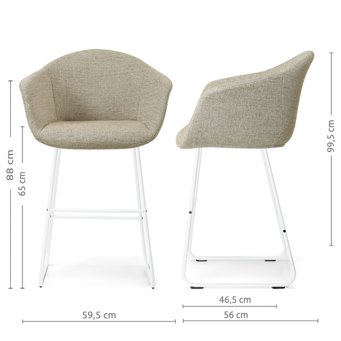 Nolon Nino-Otis Barkruk Taupe Melange - Wit Onderstel - 65 Cm