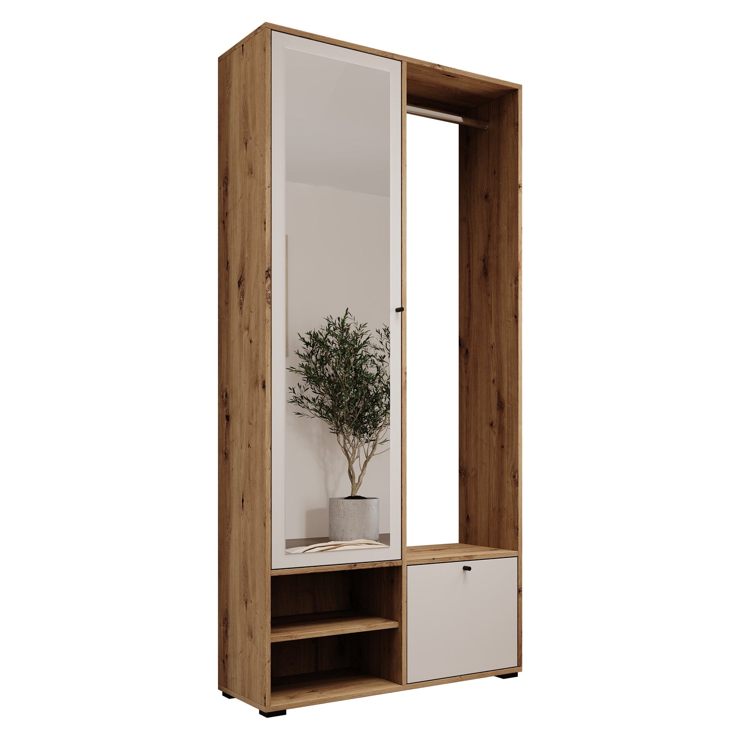 Meubella - Deacon - Halkast met 2 deuren - Eiken|Wit