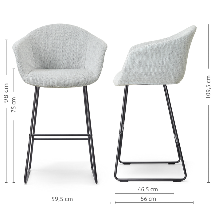 Nolon Nino-Otis barkruk grijs melange - zwart onderstel - 75 cm