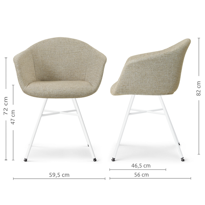 Nolon Noa-Otis eetkamerstoel taupe melange - wit onderstel