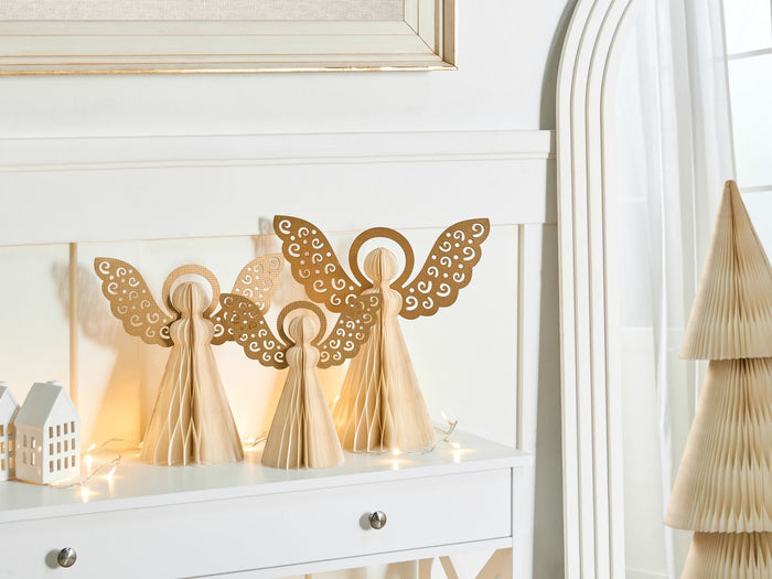 Beliani - EIRA - Set van 3 kerstfiguren - Beige - Papier