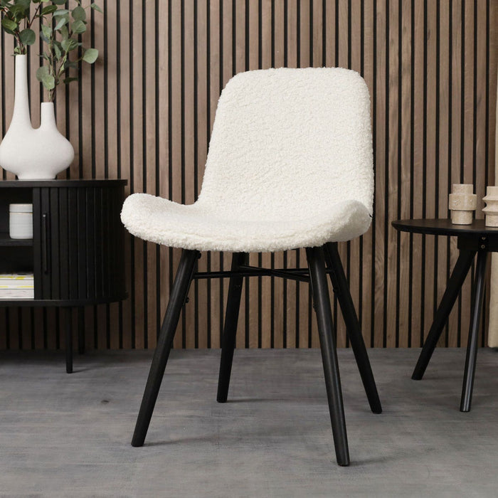 Nolon Nova-Fé Eetkamerstoel Teddy Wit - Stof - Zwarte Poten