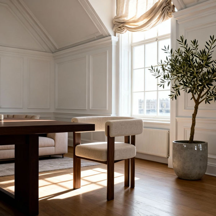 DÉJA Living - Fauteuil Beige Stof - Walnoot - 67x60x70cm - Aragon