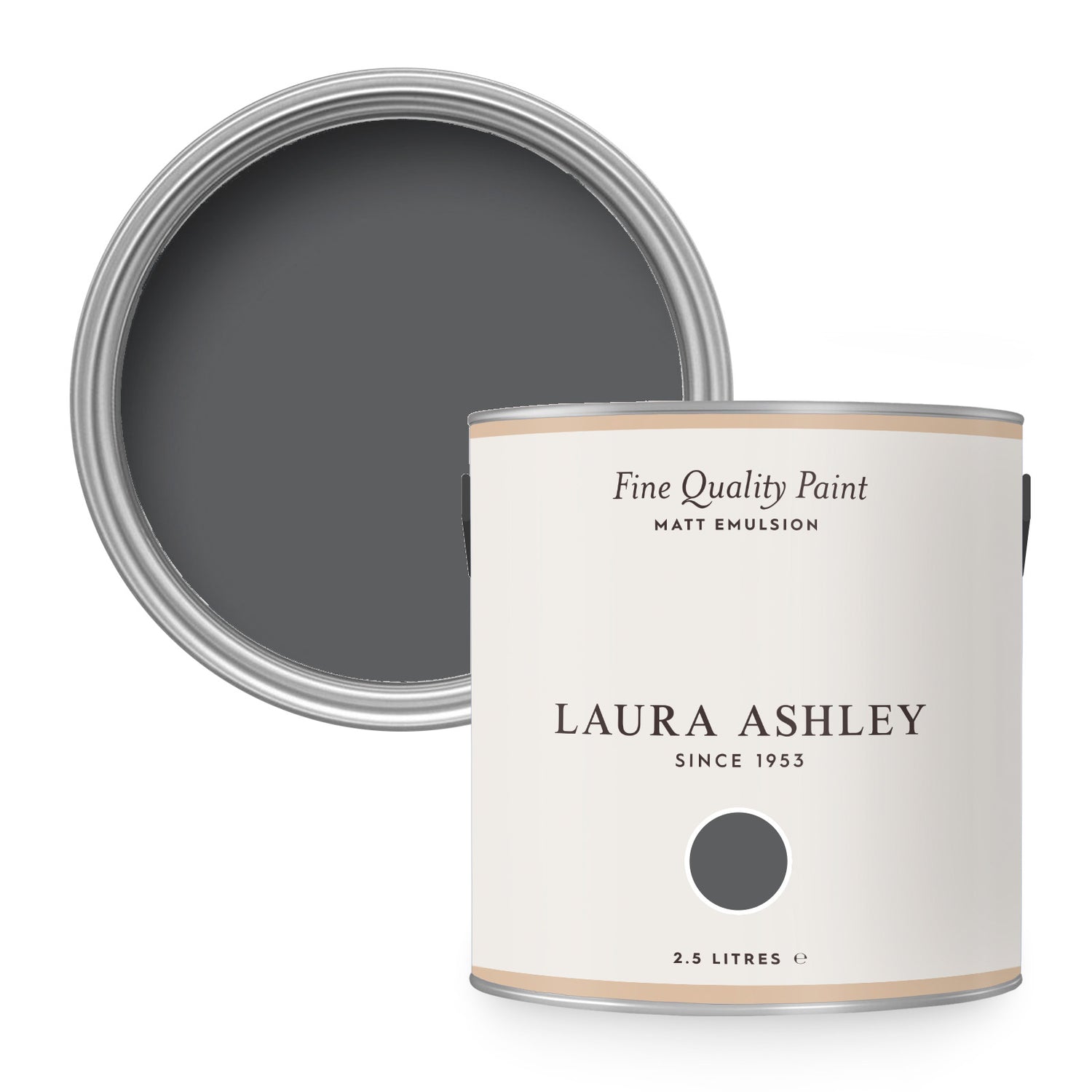 Laura Ashley Muurverf Mat 2.5L Charcoal Zwart