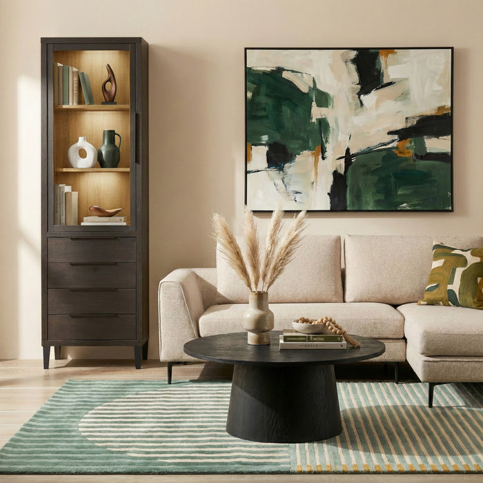 Vitrinekast Zwanenburg - Zwart - MDF - 67x212x48cm (BxHxD)