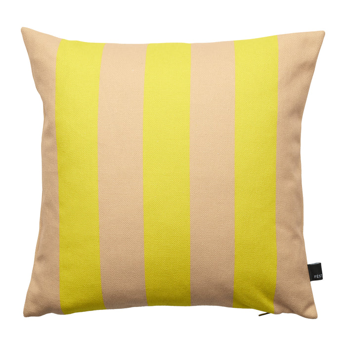 FÉST Stripes & Checks Sierkussen 45 x 45 cm - Yellow / Sand