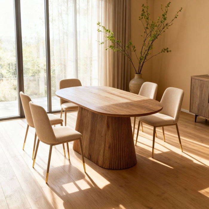 Giga Meubel - Eettafel Ovaal - Naturel Hout - 160x90x75cm - Sylla