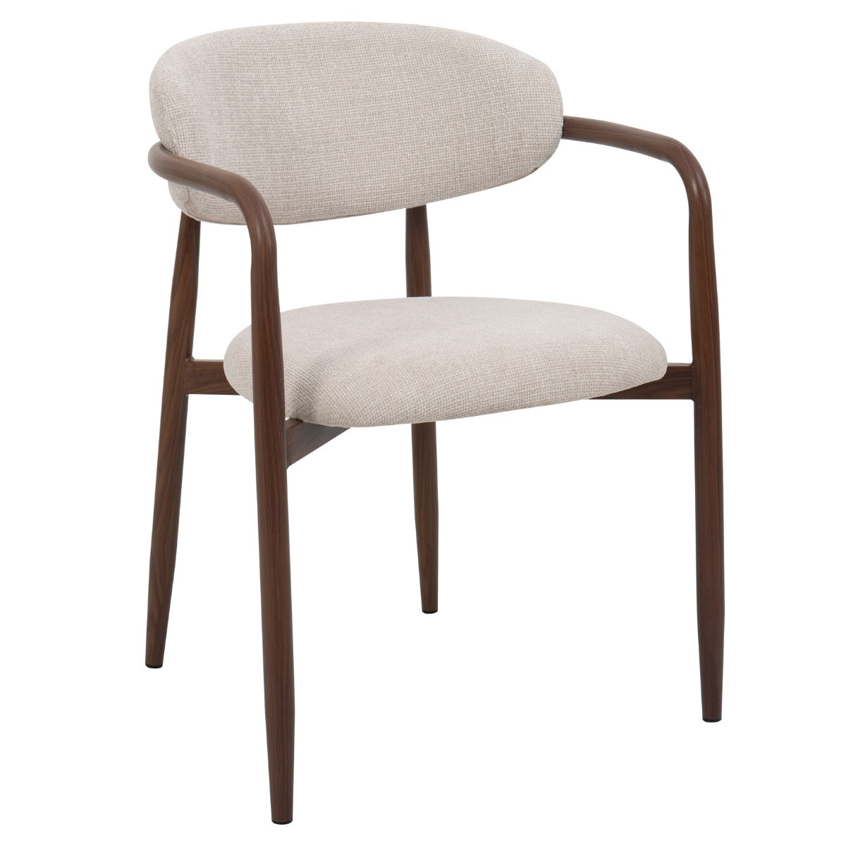 Giga Meubel - Eetkamerstoel Beige|Walnoot - Alexia - Set van 2