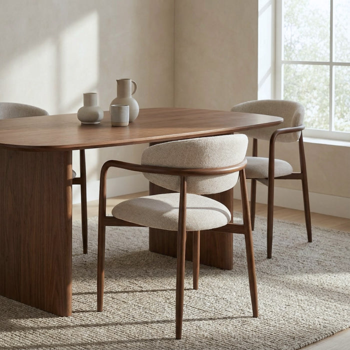 Giga Meubel - Eetkamerstoel Beige|Walnoot - Alexia - Set van 2