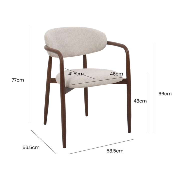 Giga Meubel - Eetkamerstoel Beige|Walnoot - Alexia - Set van 2