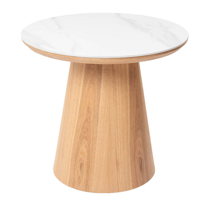 Giga Meubel - Bijzettafel Wit Keramiek|Naturel - Ø60x55cm - Alba