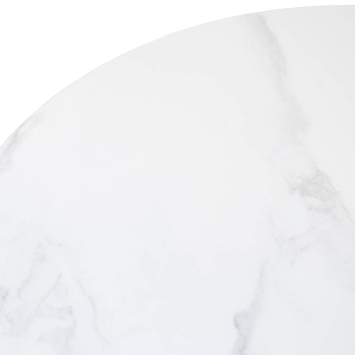 Giga Meubel - Bijzettafel Wit Keramiek|Walnoot - Ø60x55cm - Alba