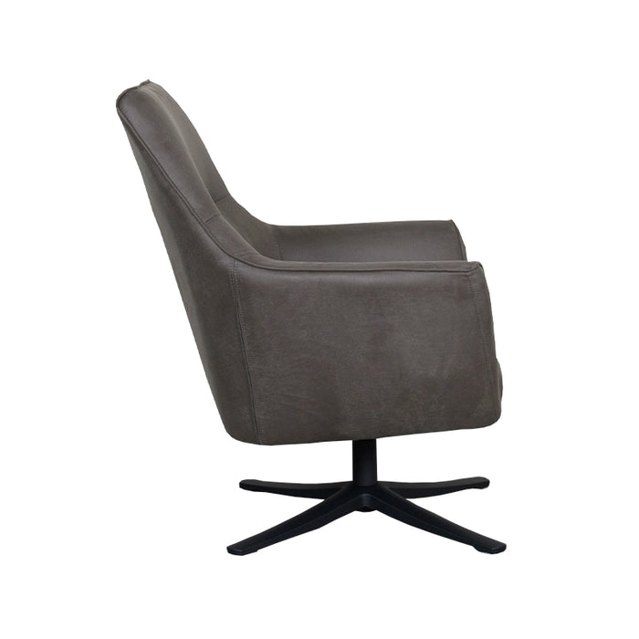 LABEL51 - Draaifauteuil Tod - Antraciet Micro Suede - Zwart Metaal