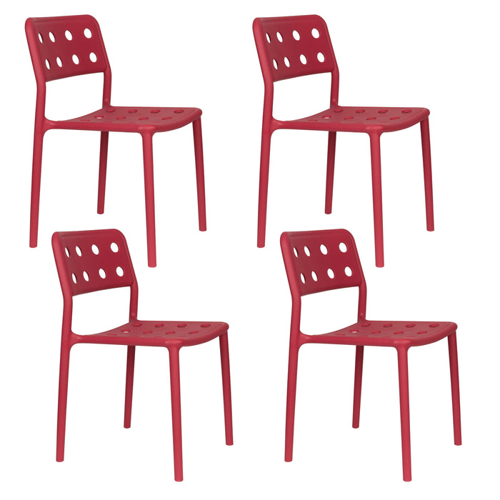 Housecraft Living Serra Tuinstoelen Kunststof Rood - Set van 4